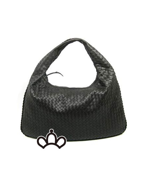 Bottega Veneta Nappa Agnello tessuto Hobo Bag Black